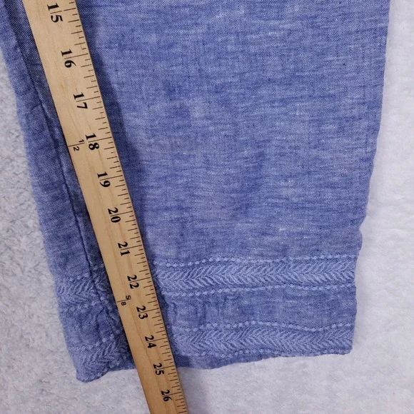 Chico's Linen Pants Blue Cropped Pull-On Size 14 Coastal Grandmother - Picture 5 of 10